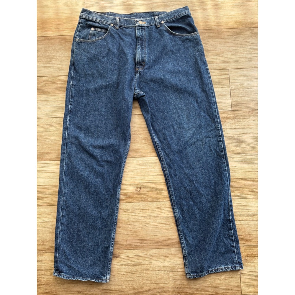 Wrangler Authentics Mens Relaxed Fit Straight Leg Dark Wash Blue Jeans 38x30
